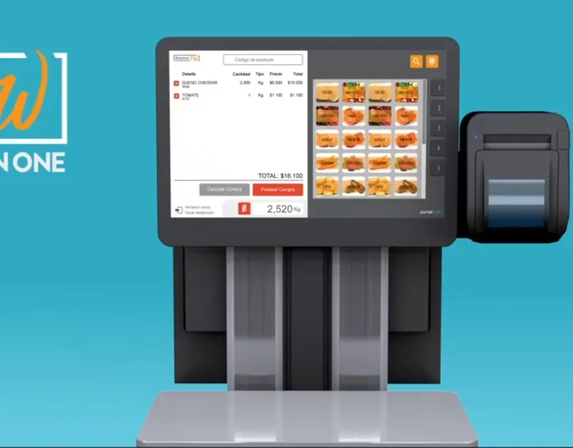 Balanza integral POS con pantalla táctil e impresora