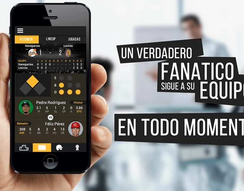 App de estadísticas de béisbol en un teléfono móvil
