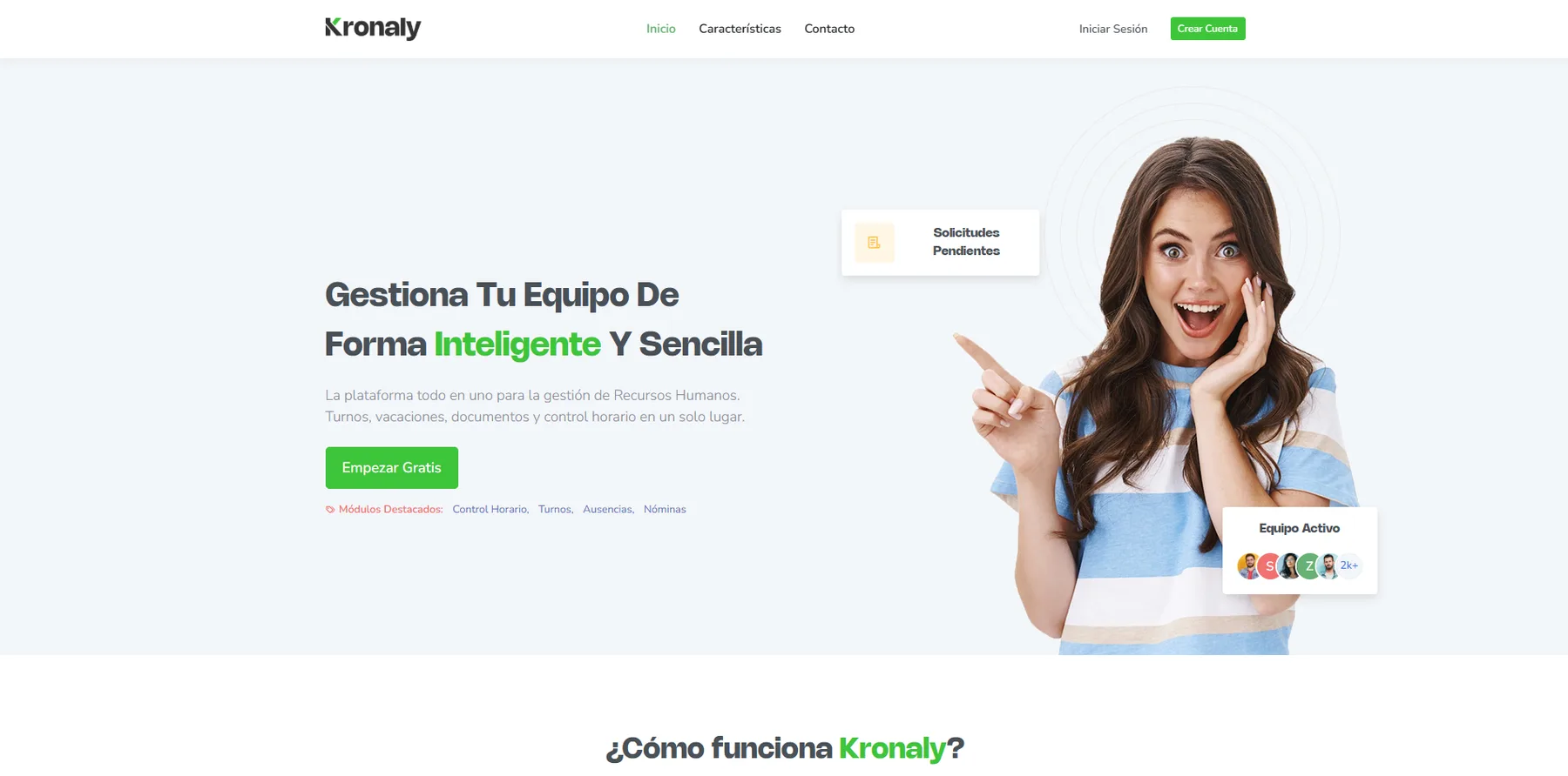 Página de inicio de Kronaly, la plataforma de recursos humanos
